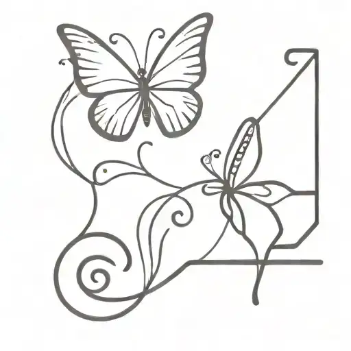 quarter note and half note with butterfly tattoo design idea