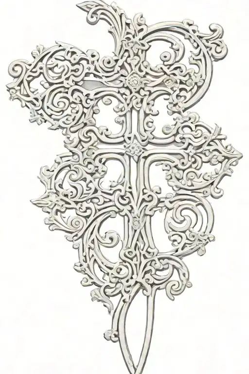 filigree cross tattoo design idea