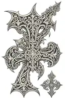 filigree ornamental cross tattoo design idea