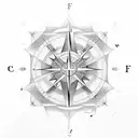 clef, bass clef, compass, 22 tattoo design idea