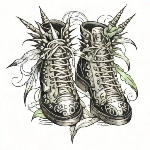 shoes with spikes tattoo design idea