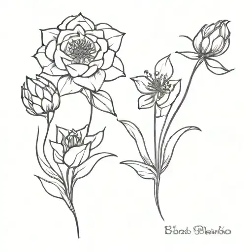 black dahlia flower and hyacinth flower  tattoo design idea