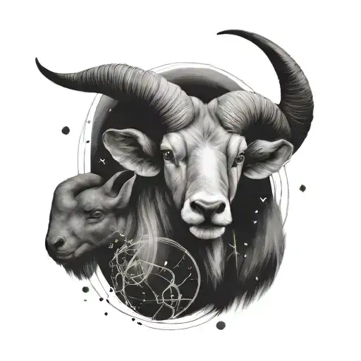 zodiac sign for Aries, Aquarius and Capricorn constellation tattoo design idea