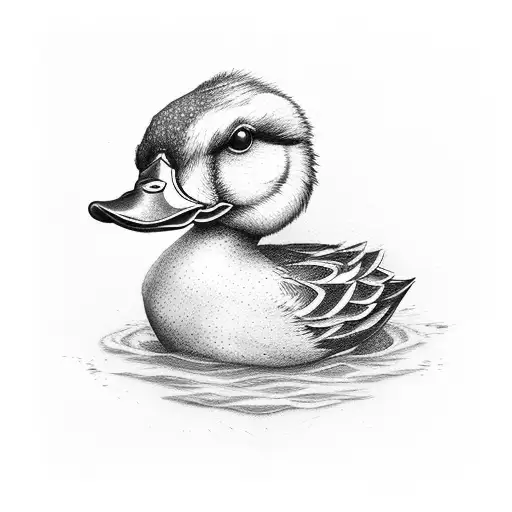 a duck wearing a striped shirt holding a croissant  tattoo design idea