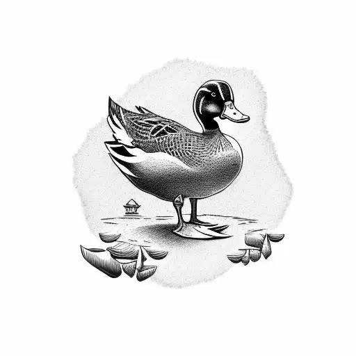 duck holding a croissant  tattoo design idea