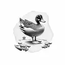 duck holding a croissant  tattoo design idea