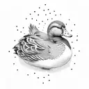 duck holding a croissant  tattoo design idea