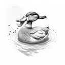 duck holding a croissant  tattoo design idea