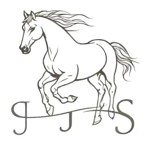a horse and the initials JJ tattoo design idea