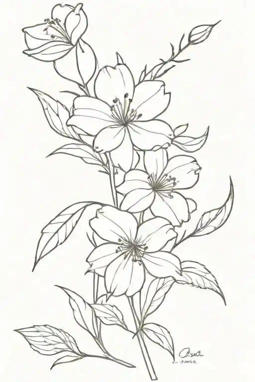 line art birth flowers for july, august, october, december  tattoo design idea