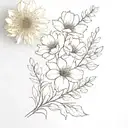 bouquet of birth flowers for july, august, october, december  tattoo design idea