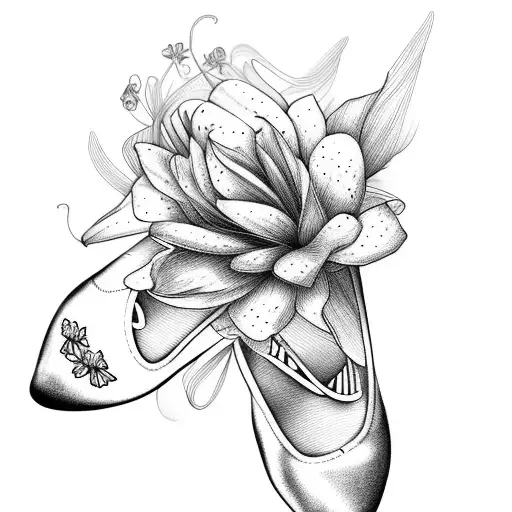 butterflys flowers pointe shoes  tattoo design idea