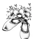 butterflys flowers pointe shoes  tattoo design idea