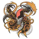 Scorpion, zeus lightning bolt, rune symbol, lord shiva third eye tattoo design idea