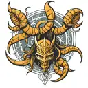 Scorpion, zeus lightning bolt, rune symbol, lord shiva third eye tattoo design idea