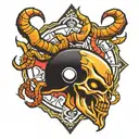 Scorpion, zeus lightning bolt, rune symbol, lord shiva third eye tattoo design idea