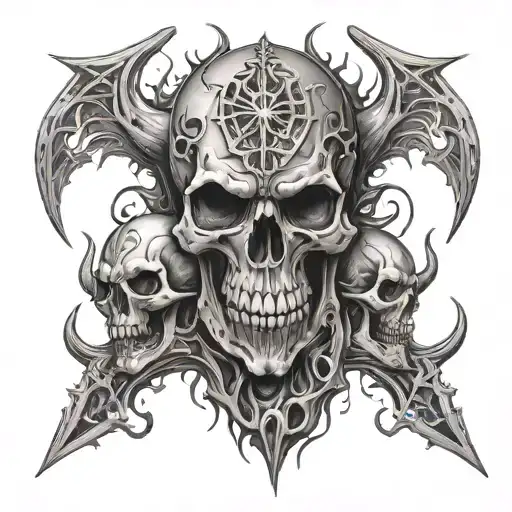 Skulls and Demons trapped inside    tattoo design idea