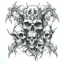 Skulls and Demons trapped inside    tattoo design idea