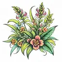 colorful patch of grass tattoo design idea