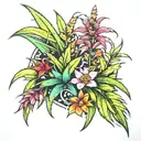 colorful patch of grass tattoo design idea