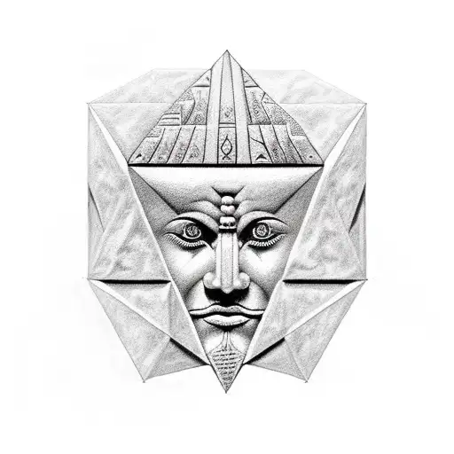 legend of gilgamesh sumerian god front of a zigurat tattoo design idea