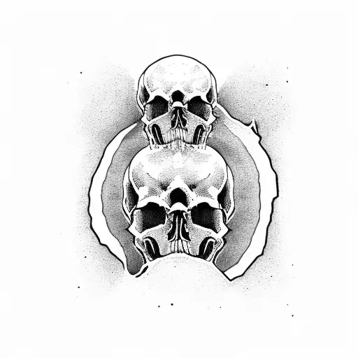 skull with X eye and crack in head tattoo design idea