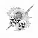 skull with X eye and crack in head tattoo design idea