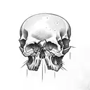 skull with X eye and crack in head tattoo design idea