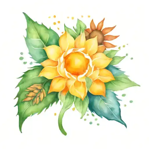 Leo symbol sun flower  tattoo design idea
