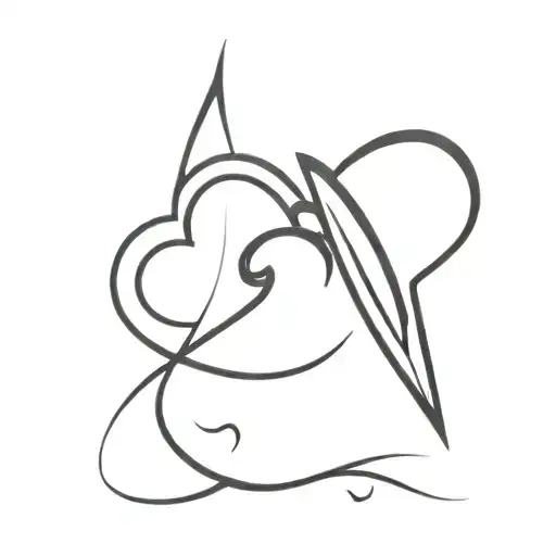 two hearts intersecting and becoming one with the letter J and the letter N incorporated   tattoo design idea