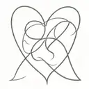 two hearts intersecting and becoming one with the letter J and the letter N incorporated   tattoo design idea