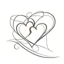 two hearts intersecting and becoming one with the letter J and the letter N incorporated   tattoo design idea
