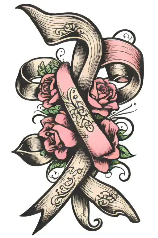 breast cancer ribbon  tattoo design idea