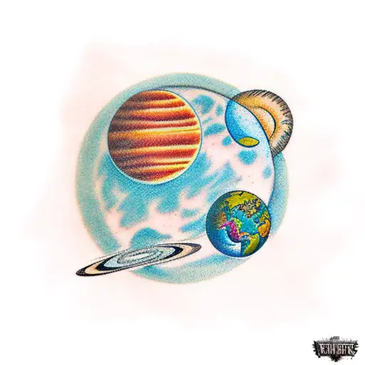 planets, solar system tattoo design idea