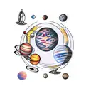 planets, solar system tattoo design idea