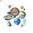 planets, solar system tattoo design idea