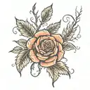 forest fire with rose growing through adversity tattoo design idea