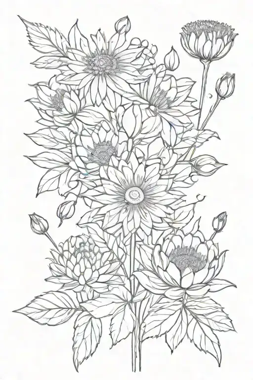 dandelion flower rose flower water lily flower bouquet tattoo design idea