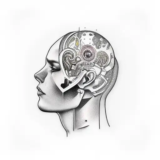 overthinking head  tattoo design idea