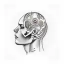overthinking head  tattoo design idea