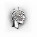 overthinking head  tattoo design idea