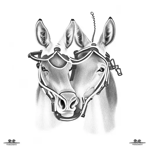 team of mules pulling bell off its hinges tattoo design idea