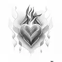 fire with heart in it  tattoo design idea