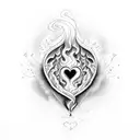 fire with heart in it  tattoo design idea