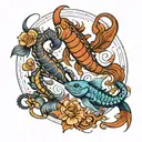 scorpio and pisces sign tattoo design idea