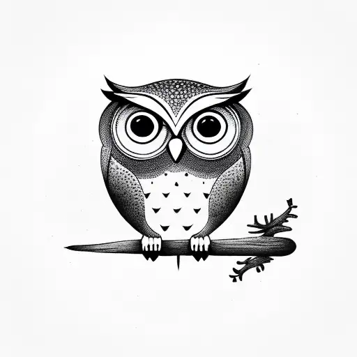 tiny fine line owl tattoo design idea
