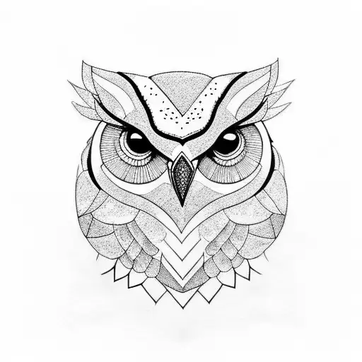 fine line owl tattoo design idea