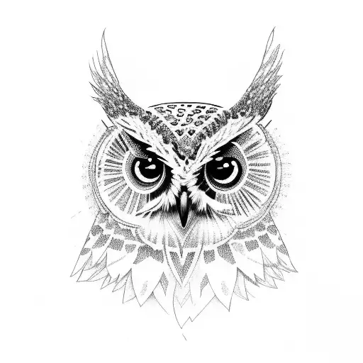 tiny fine line owl tattoo design idea
