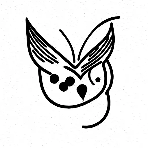 tiny fine line owl tattoo design idea