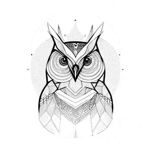 fine line owl tattoo design idea